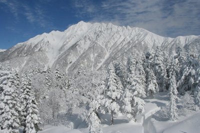 西穂高口展望台から見た西穂高岳の写真