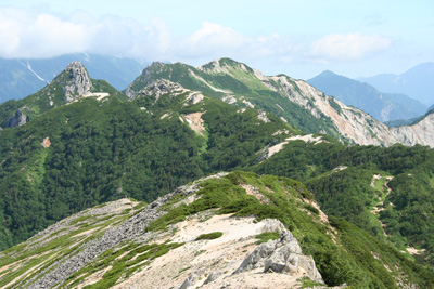 烏帽子岳と南沢岳の写真