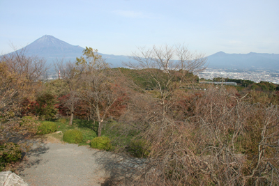 岩本山公園展望台から見た富士山と愛鷹山の写真
