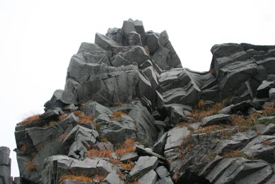 かぶり気味の岩頭の写真