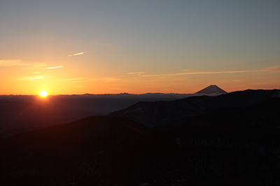 富士山とご来光の写真