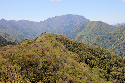 山頂から見た両神山の写真