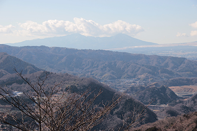 大野山山頂手前から見た愛鷹山の写真