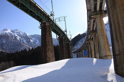 上越線の鉄橋の写真