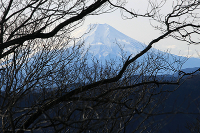 稜線から見えた富士山の写真
