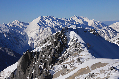 北燕岳と剣立山連峰方面の写真