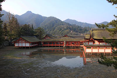 裏から見た厳島神社の写真