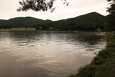 １日目の木崎湖の写真