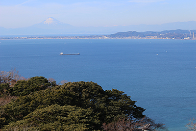 富士山と三浦半島、浦賀水道の写真