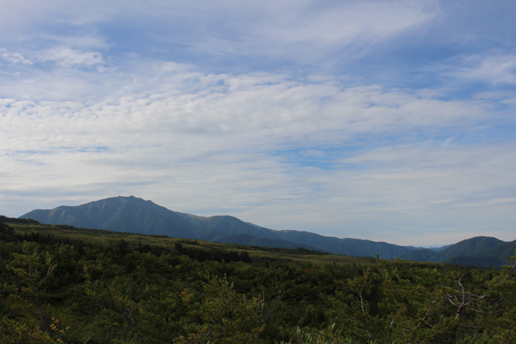 大日岳の帰路に撮影した薬師岳と弥陀ヶ原の写真