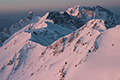 槍ヶ岳から見たモルゲンロートの穂高連峰の写真にリンク